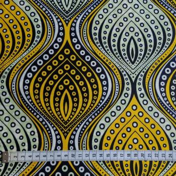 Preview: Afrikanischer Wax Print Stoff Baumwolle YELLOW DIAMONDS